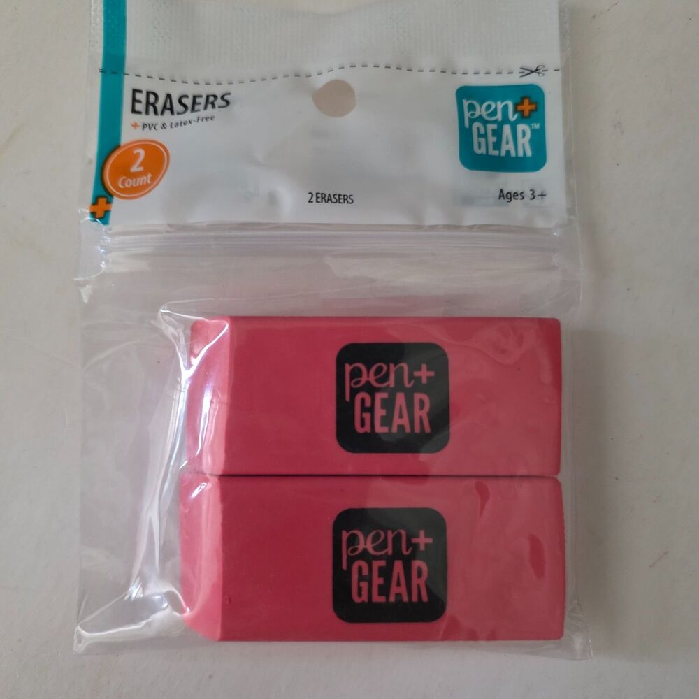 Pen + Gear Erasers - 2-Pack, PVC and Latex-Free, Brand New, Unused